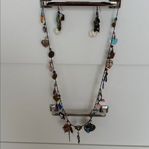 Vintage Lucy Issac charm necklace with matching earrings